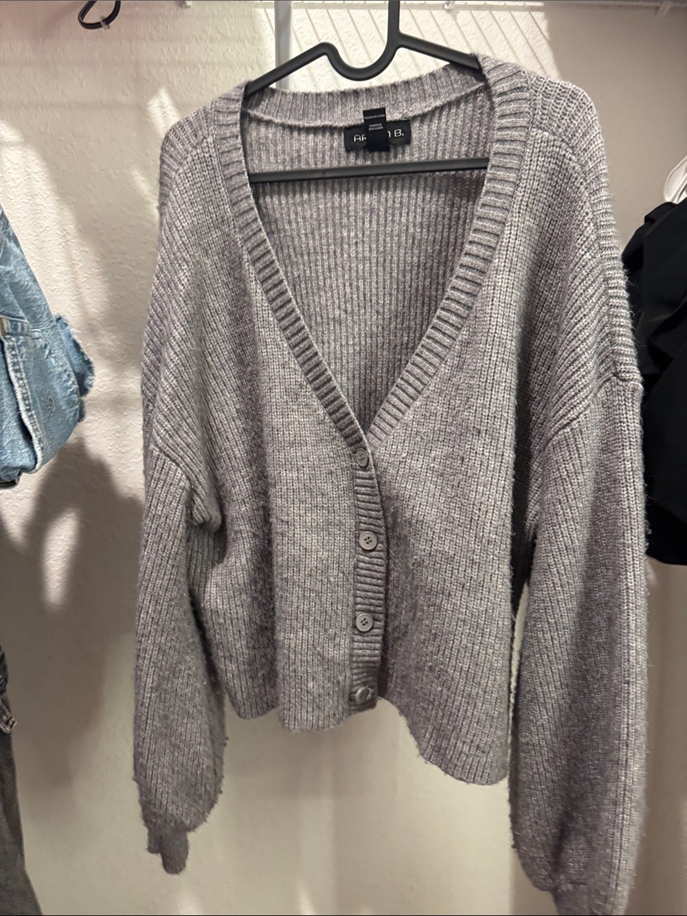 a new day Light Gray Ribbed V-Neck Button Cardigan